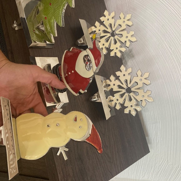 5 Vintage Stocking holders heavy duty enamel chrome Christmas Santa tree snow - Picture 8 of 11